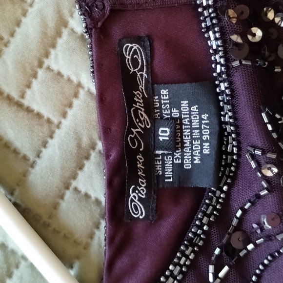 NWT Pisarro Nights Nordstroms Illusion Sleeve Beaded A-Line Gown - Picture 6 of 11